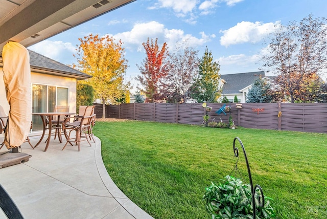 view of yard featuring a patio