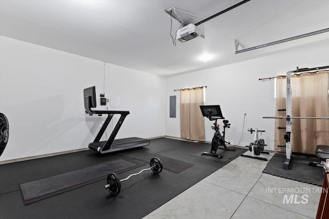 exercise area with electric panel