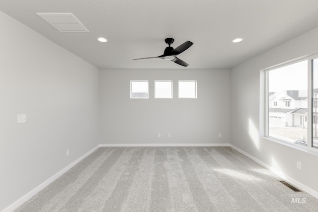 4352 N Glassford Ave, Meridian, ID 83646 - carpeted spare room with recessed lighting, visible vents, baseboards, and ceiling fan