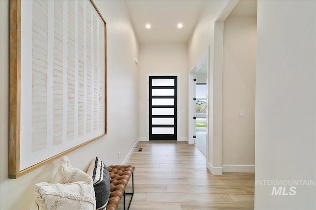 6356 S Cubola Way, Meridian, ID 83642 - foyer entrance with light wood-style floors, recessed lighting, and baseboards