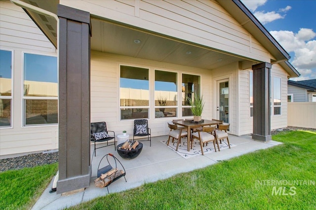 6356 S Cubola Way, Meridian, ID 83642 - view of patio / terrace with an outdoor fire pit