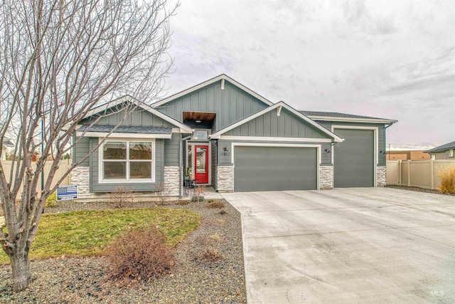 craftsman inspired home featuring a garage