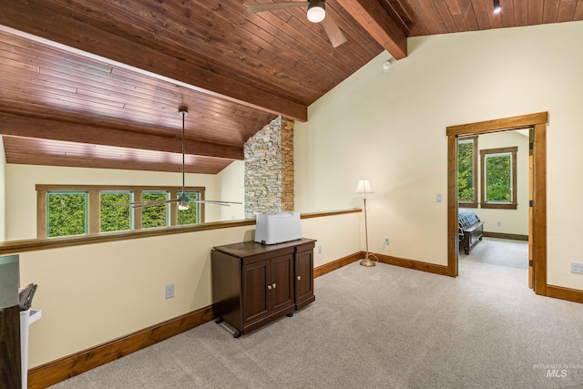 278 Elk Lake Rd, New Meadows, ID 83654 - bonus room with a ceiling fan, wooden ceiling, and light carpet