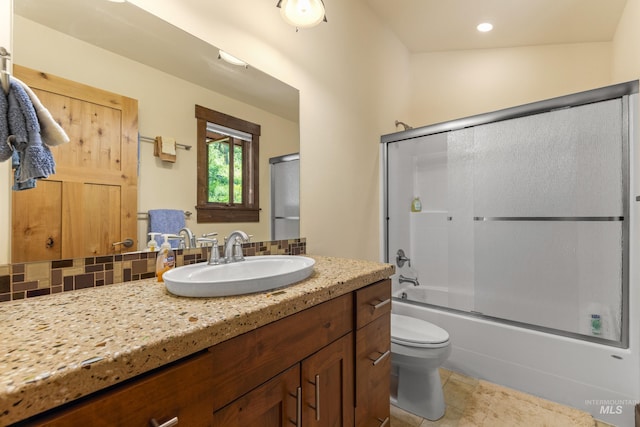 278 Elk Lake Rd, New Meadows, ID 83654 - full bath featuring vanity, enclosed tub / shower combo, and recessed lighting
