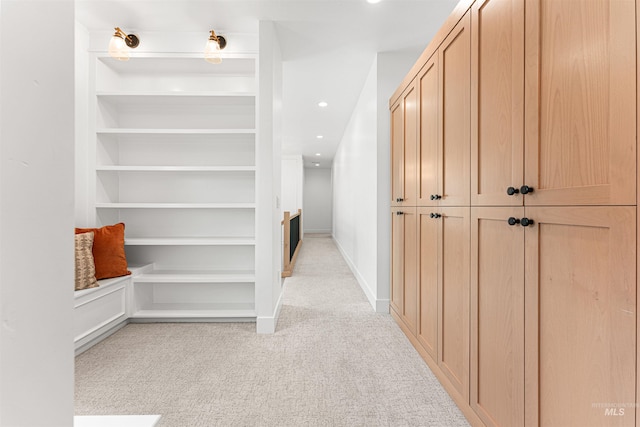 2664 N Yount Way, Eagle, ID 83616 - hallway featuring light colored carpet, built in features, and recessed lighting