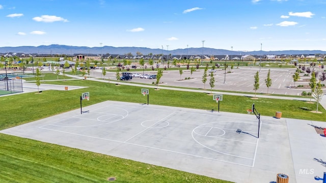 2349 E Valensole St, Meridian, ID 83642 - view of basketball court featuring a mountain view, a yard, and community basketball court