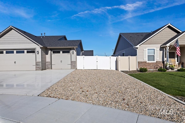 view of property exterior featuring a lawn and a garage