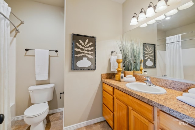 full bathroom featuring vanity, toilet, and shower / bath combo