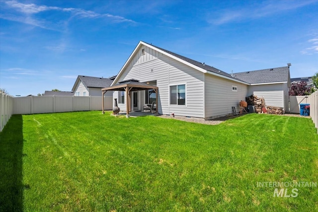 5006 Clearfield St, Caldwell, ID 83605 - back of property with a gazebo, a patio, and board and batten siding