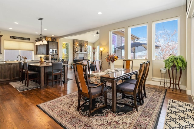 2468 E Lodge Trail Dr, Meridian, ID 83642 - dining space featuring dark wood-style floors and recessed lighting