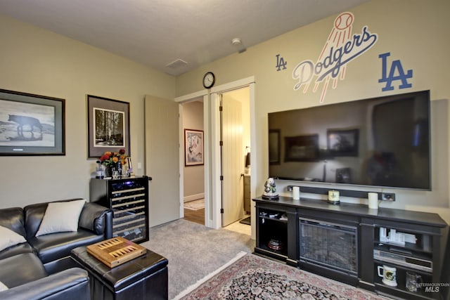 2468 E Lodge Trail Dr, Meridian, ID 83642 - carpeted living room featuring wine cooler