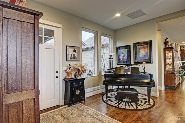 2468 E Lodge Trail Dr, Meridian, ID 83642 - sitting room featuring dark wood-type flooring, visible vents, baseboards, and recessed lighting