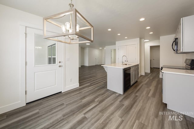 TBD Drum Ln Lot 3A, Parma, ID 83660 - kitchen featuring a sink, black appliances, wood finished floors, light countertops, and recessed lighting