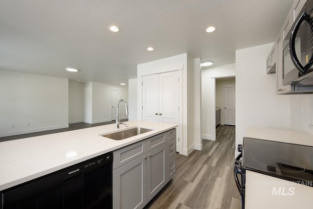 TBD Drum Ln Lot 3A, Parma, ID 83660 - kitchen with a sink, black appliances, wood finished floors, recessed lighting, and baseboards