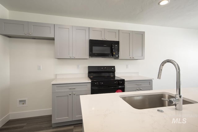 TBD Drum Ln Lot 3A, Parma, ID 83660 - kitchen featuring black appliances, gray cabinets, a sink, baseboards, and recessed lighting