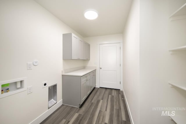 TBD Drum Ln Lot 3A, Parma, ID 83660 - laundry area with cabinet space, electric dryer hookup, dark wood-style flooring, and hookup for a washing machine