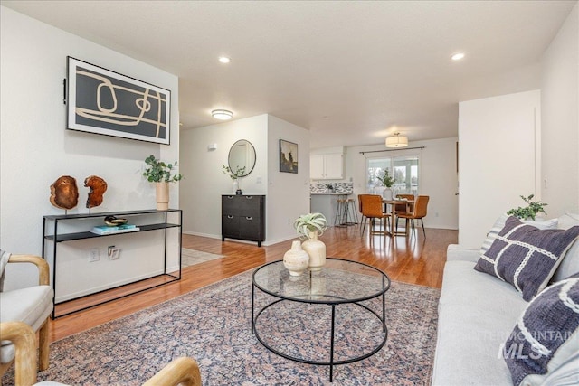 living room featuring light hardwood / wood-style floors