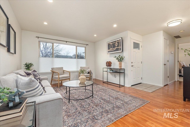 living room featuring wood-type flooring