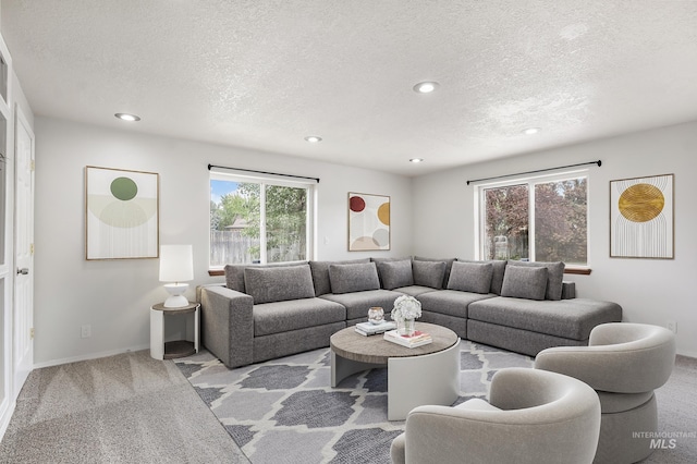 5457 S Oseola Pl, Boise, ID 83709 - living area with recessed lighting, carpet floors, a textured ceiling, and baseboards