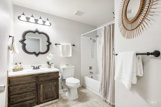 5457 S Oseola Pl, Boise, ID 83709 - full bathroom featuring toilet, tile patterned floors, shower / bathtub combination with curtain, and vanity