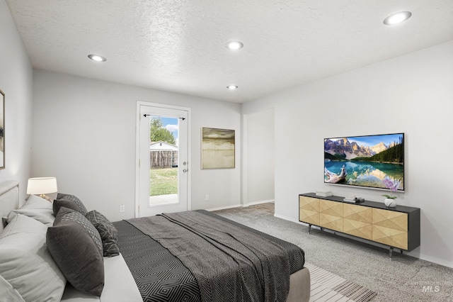 5457 S Oseola Pl, Boise, ID 83709 - carpeted bedroom featuring access to outside, recessed lighting, a textured ceiling, and baseboards