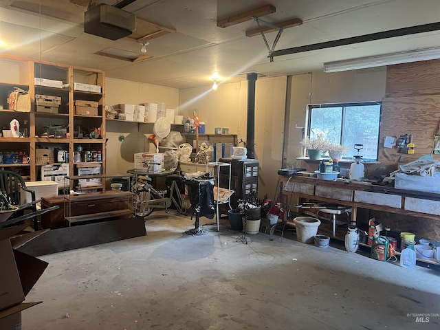 garage with a garage door opener