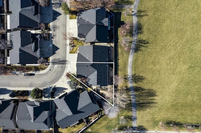 drone / aerial view with a residential view