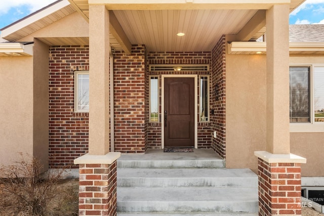 11 W 300 S, Burley, ID 83318 - doorway to property with brick siding and stucco siding
