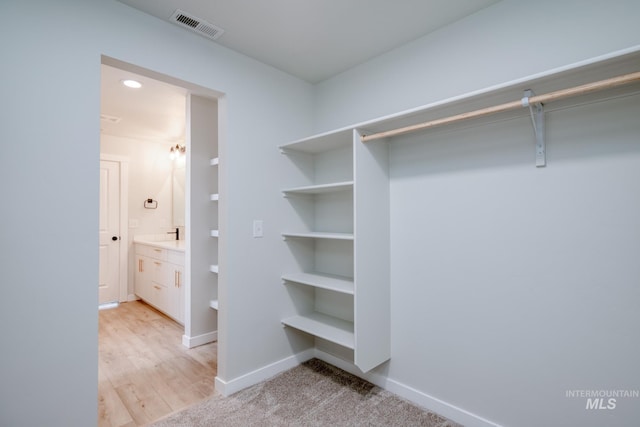 spacious closet with visible vents