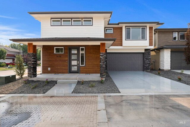 view of front of house with a garage