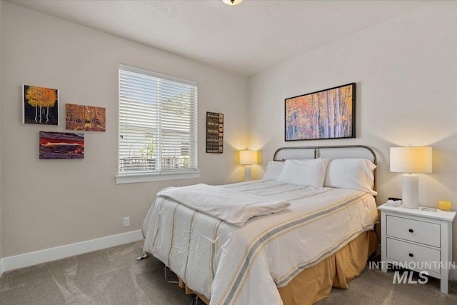 bedroom with baseboards and carpet flooring