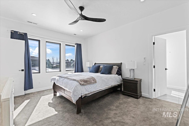3492 E Heartleaf Dr, Boise, ID 83716 - carpeted bedroom featuring recessed lighting, visible vents, baseboards, and a ceiling fan