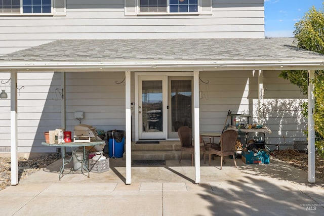 doorway to property with a patio