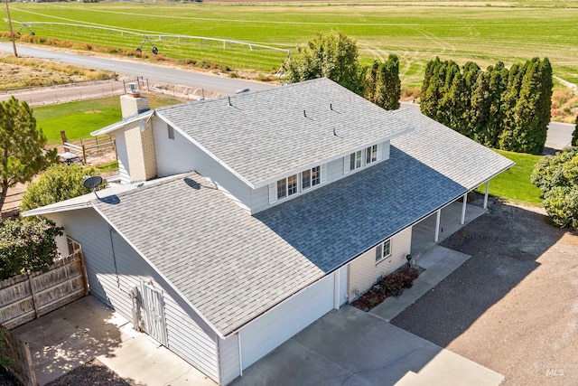 bird's eye view with a rural view