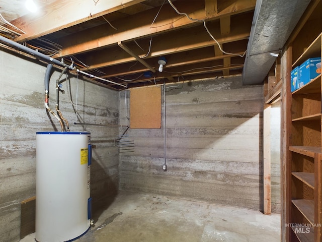 basement with water heater