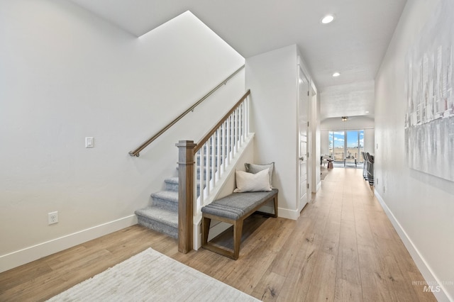 hall featuring light wood-type flooring