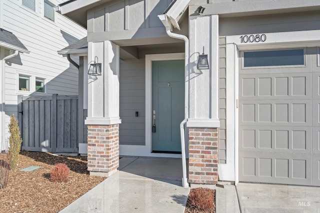 entrance to property with a garage