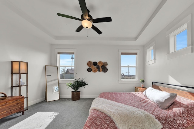 20138 Carbondale Ave, Caldwell, ID 83605 - carpeted bedroom featuring a ceiling fan, a raised ceiling, and baseboards
