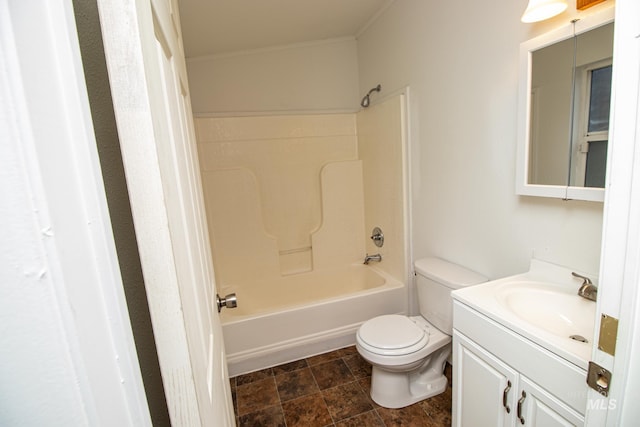 full bathroom featuring vanity, toilet, and shower / bath combination