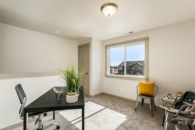 office with light colored carpet