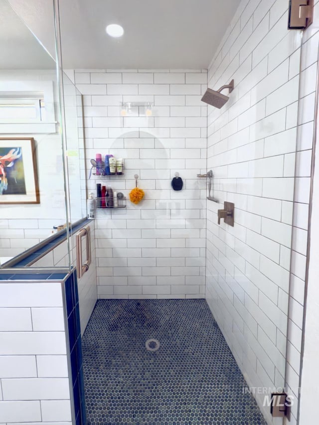 2927 N 32nd St, Boise, ID 83703 - bathroom featuring tile patterned floors, recessed lighting, and a stall shower