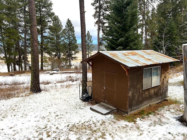 view of snow covered structure