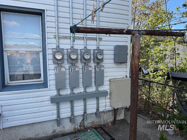 exterior details with electric meter