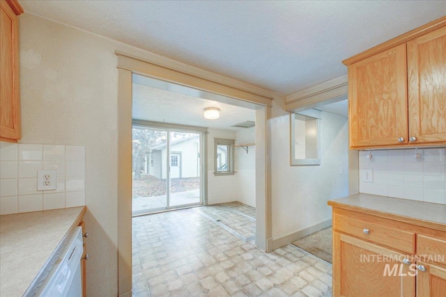 kitchen featuring decorative backsplash and dishwasher