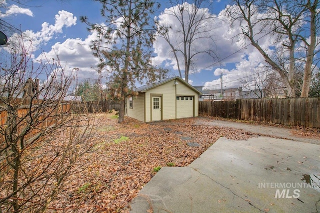 view of outbuilding featuring a garage