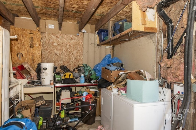 storage area with separate washer and dryer