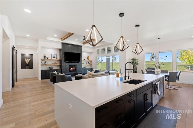 1093 N Morehouse Ave, Eagle, ID 83616 - kitchen with light countertops, a wealth of natural light, a sink, and light wood-type flooring