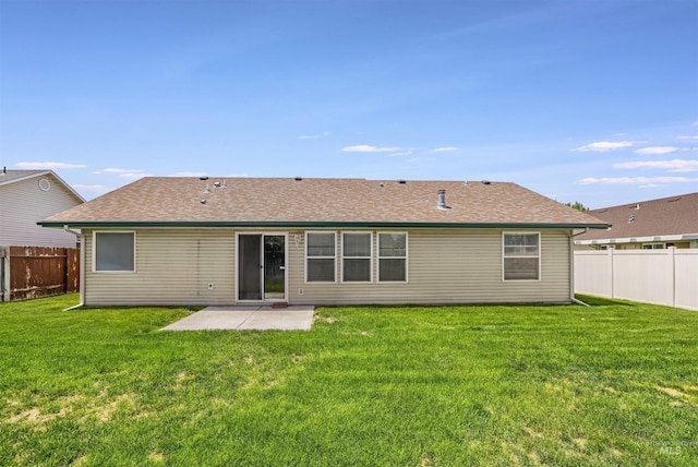 1460 N Pointe Dr, Twin Falls, ID 83301 - back of house with a patio, a fenced backyard, and a shingled roof