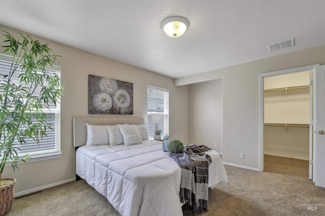 1460 N Pointe Dr, Twin Falls, ID 83301 - carpeted bedroom featuring multiple windows, a walk in closet, and a textured ceiling