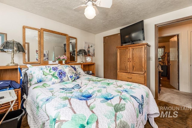392 S Sun Burst Way, Boise, ID 83709 - carpeted bedroom with a textured ceiling and ceiling fan